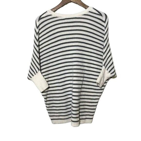 Express  Sweater Women's Size Small Dolman Sleeve White/Gray Stripe Oversized - Picture 2 of 10